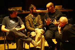 from left sound artist Pablo Sanz | multimedia artist Konrad Korabiewski | multimedia artist Thomas Köner | director and media artist Götz Naleppa